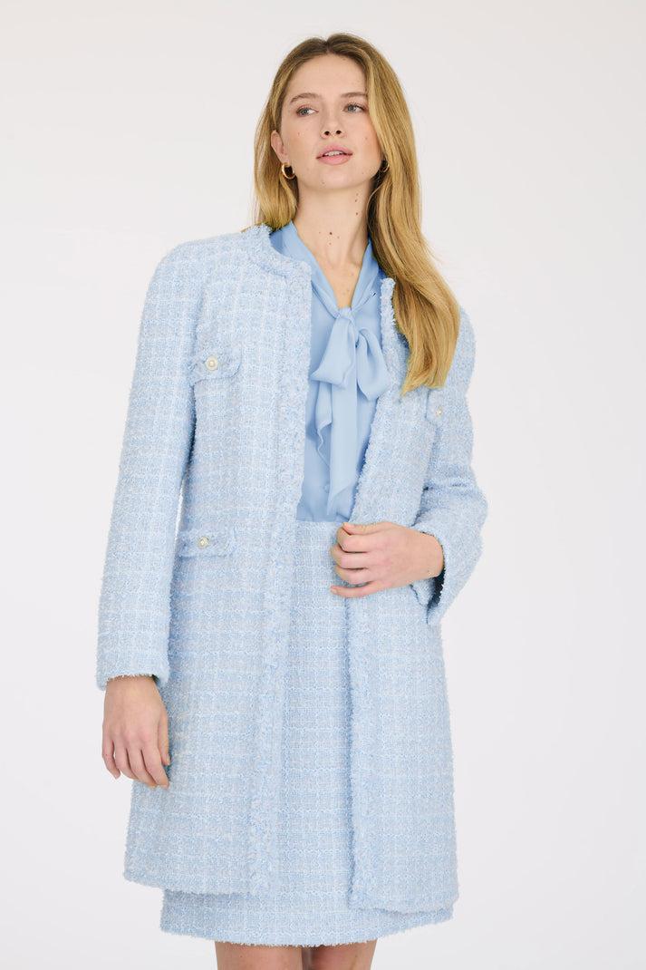 weill Veste longue en tweed frangé