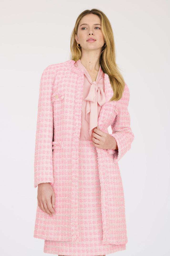 weill Veste longue en tweed frangé