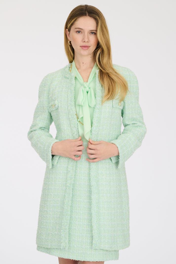 weill Veste longue en tweed frangé