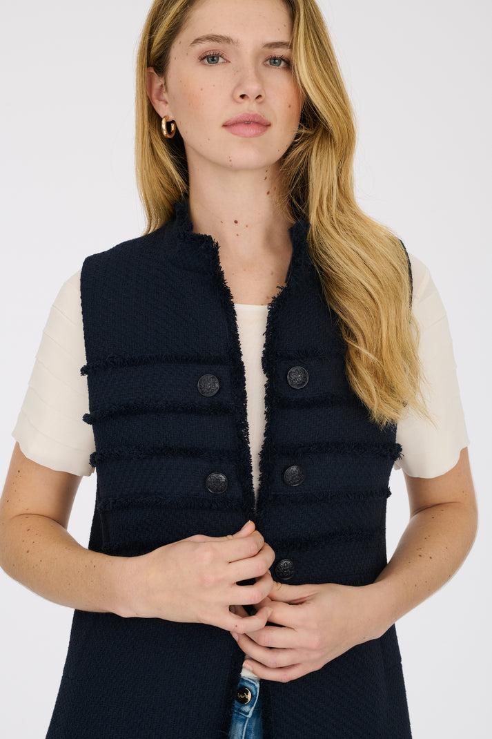 Weill Veste Longue Officier En Tweed Frangé