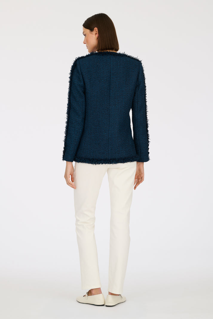 Weill Veste Militaire En Tweed Frangé