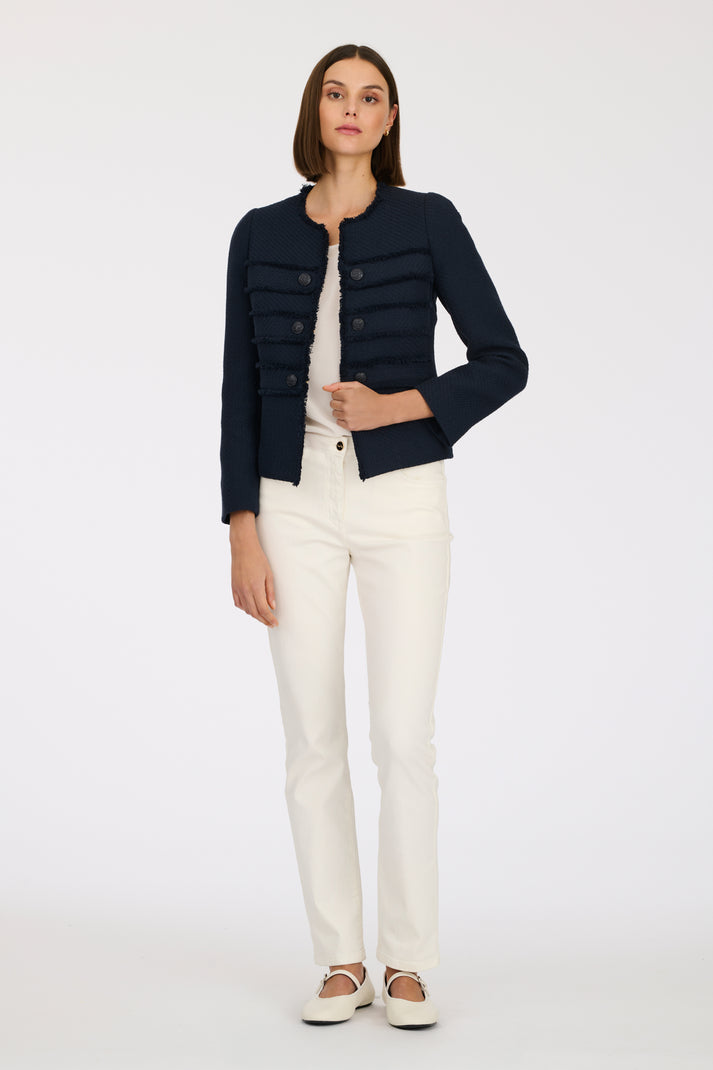 Weill Veste Officier En Tweed Frangé