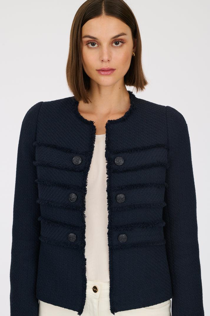 Weill Veste Officier En Tweed Frangé
