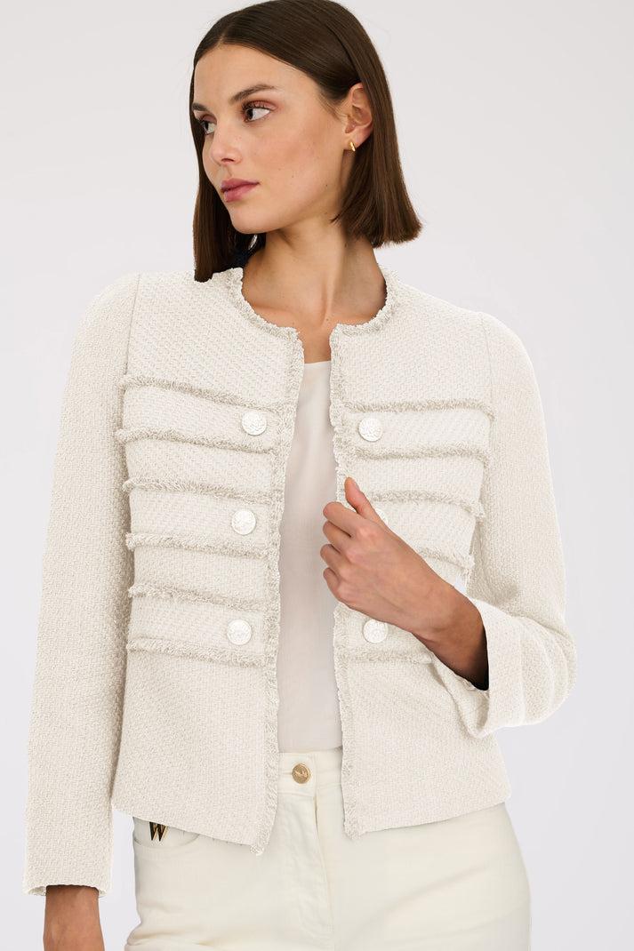 weill Veste officier en tweed frangé