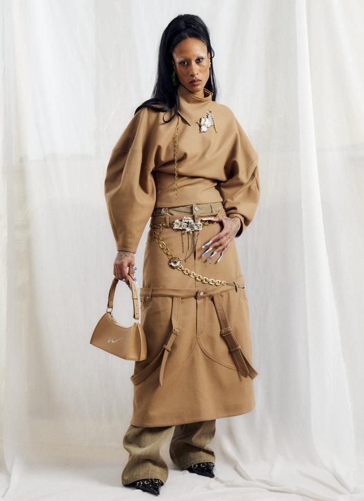 Weinsanto CAMEL WOOL SKIRT