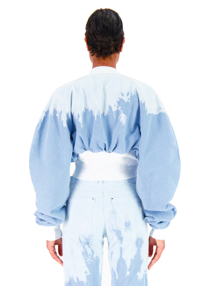 Weinsanto CROPPED DENIM WASHED BOMBER