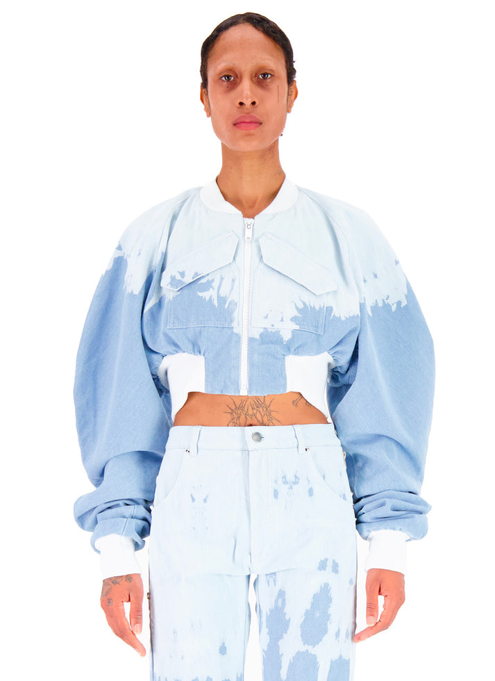 Weinsanto CROPPED DENIM WASHED BOMBER