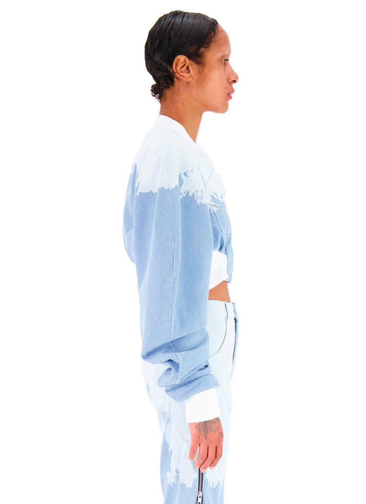 Weinsanto CROPPED DENIM WASHED BOMBER