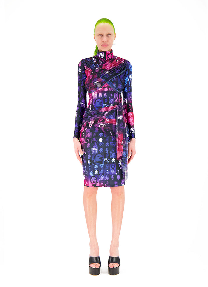 weinsanto DRAPED PRINTED FITTED DRESS
