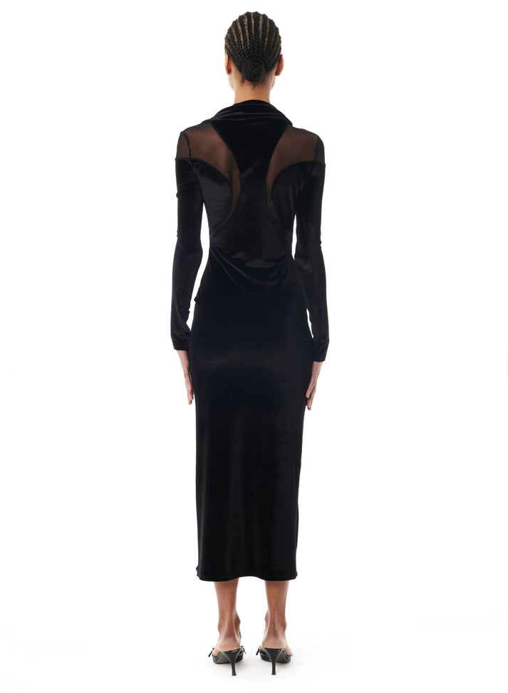 Weinsanto LONG VELVET CUT-OUT SLIT DRESS