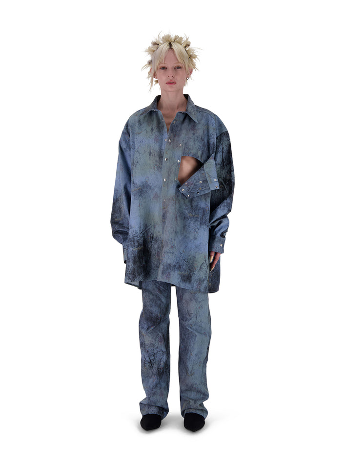 Weinsanto OVERSIZED DENIM PRINTED SHIRT