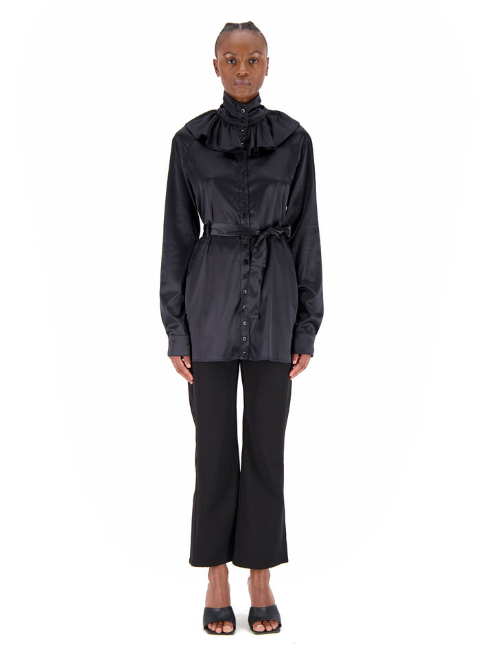 Weinsanto SATIN SHIRT WITH RUFFLED COLLAR