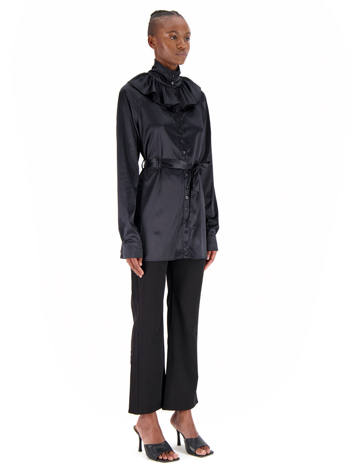 Weinsanto SATIN SHIRT WITH RUFFLED COLLAR