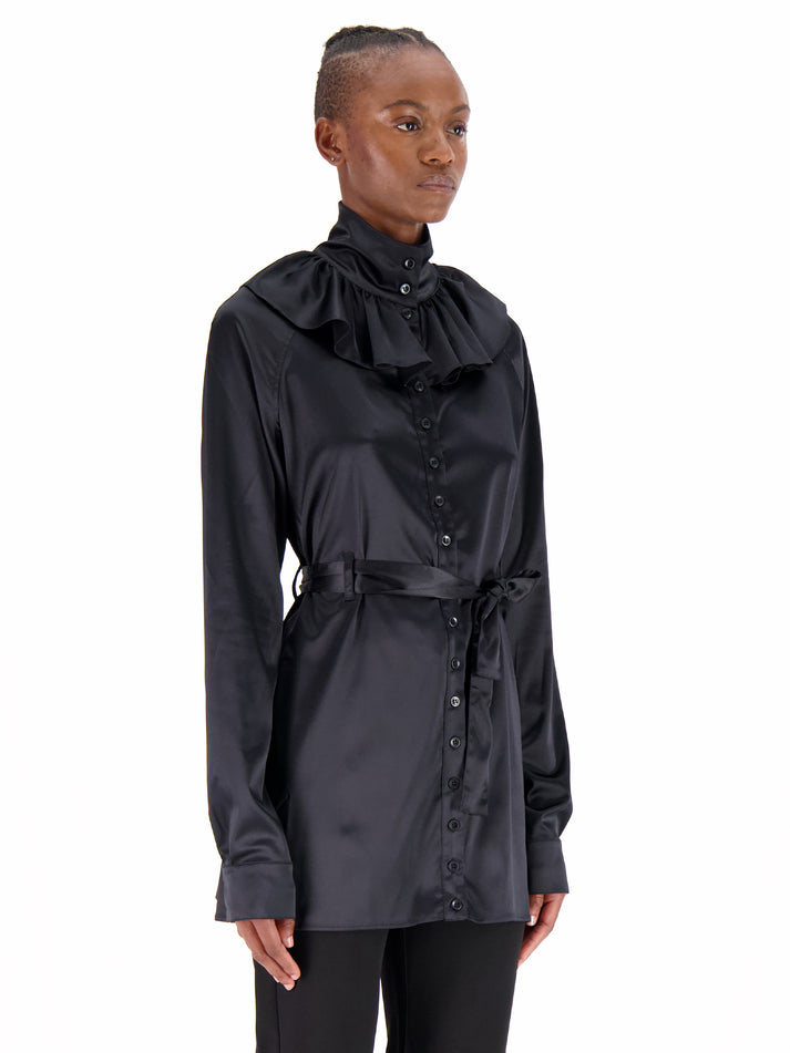 weinsanto SATIN SHIRT WITH RUFFLED COLLAR