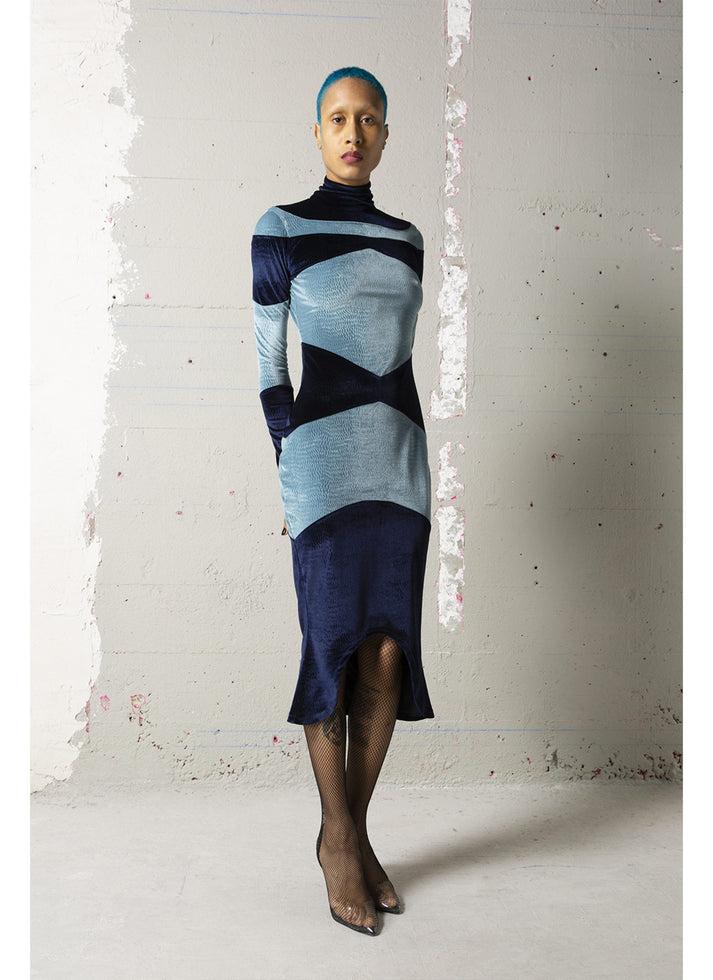 Weinsanto STRECH BICOLOR VELVET DRESS