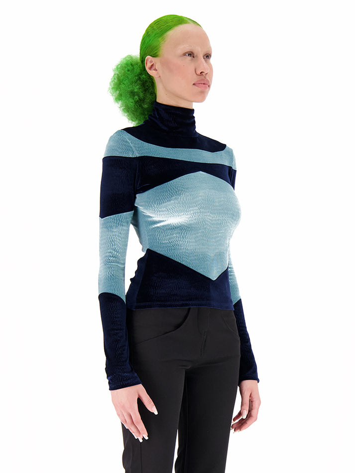weinsanto STRETCH VELVET TURTELNECK TOP