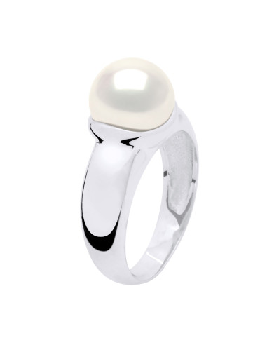wk Bague Jonc Chevalière Massive PRESTIGE Argent 925 Millièmes Eau Douce Bouton 9-10 mm