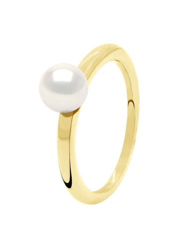 wk Bague Perle de Culture d'Eau Douce Ronde 6-7 mm - Or 375 Millièmes