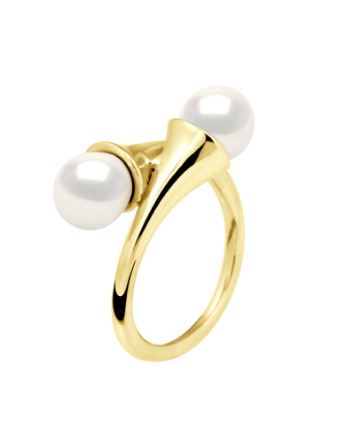 wk Bague Perles de Culture d'Eau Douce Rondes Or 375 Millièmes