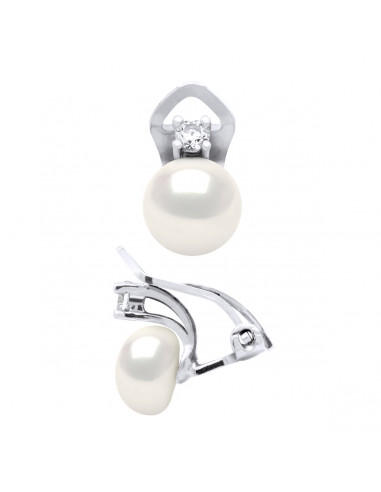 wk Boucles d'Oreilles Argent Perles de Culture d'Eau Douce Bouton