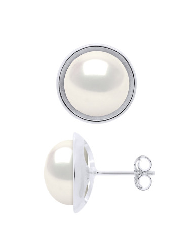 wk Boucles d'oreilles Blanc Naturel Eau Douce Bouton 9-10 mm