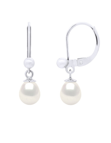 wk Boucles d'Oreilles - Eau Douce Poires système Brisure Argent