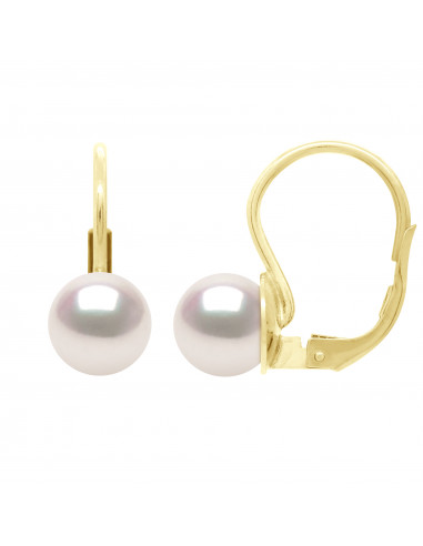 wk Boucles d'Oreilles en Or 750 Millièmes Perles AKOYA JAPONAISE