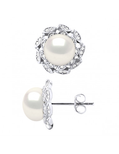 wk Boucles d'Oreilles Motif Fleur - Perles Boutons 8-9 mm Poids Métal: 1.9g