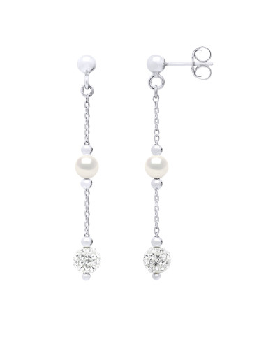 wk Boucles d'oreilles Pendante Argent Oxyde Perle Eau Douce Ronde