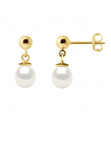 wk Boucles d'Oreilles Perle de Culture d'Eau Douce Or 375 Millièmes Système Poussettes