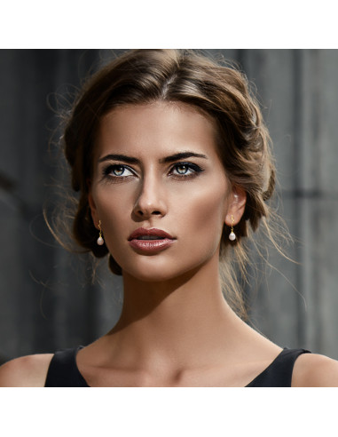 Wk Boucles D'Oreilles Perle De Culture D'Eau Douce Poire 7-8 Mm Or 375 Millièmes