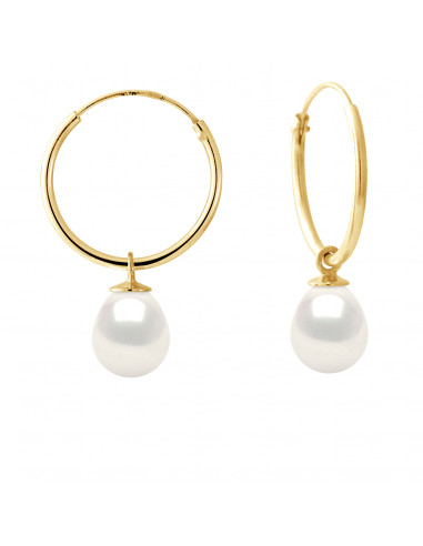 wk Boucles d'Oreilles Perle de Culture d'Eau Douce Poire Or 375 Millièmes