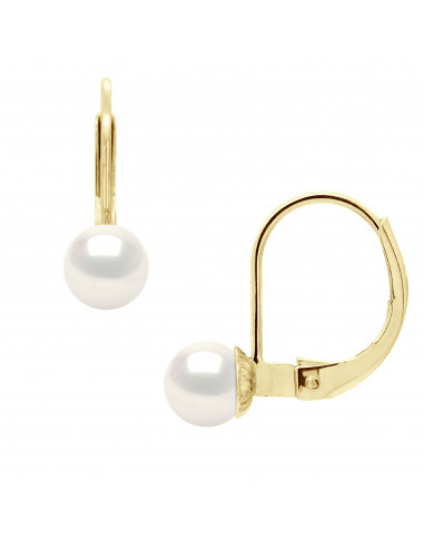 wk Boucles d'Oreilles Perle de Culture d'Eau Douce Ronde Or 375 Millièmes