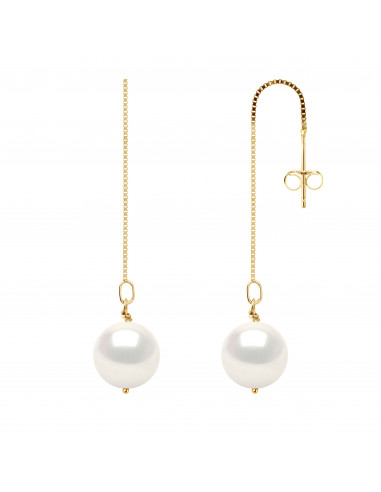 wk Boucles d'Oreilles Perle de Culture d'Eau Douce Ronde Or 375 Millièmes