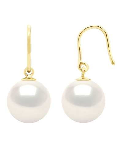 wk Boucles d'Oreilles Perle de Culture d'Eau Douce Ronde Or 375 Millièmes