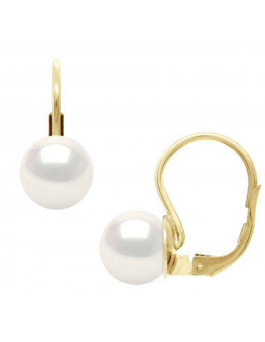 wk Boucles d'Oreilles Perle de Culture d'Eau Douce Ronde Or 750 Millièmes Système Dormeuse