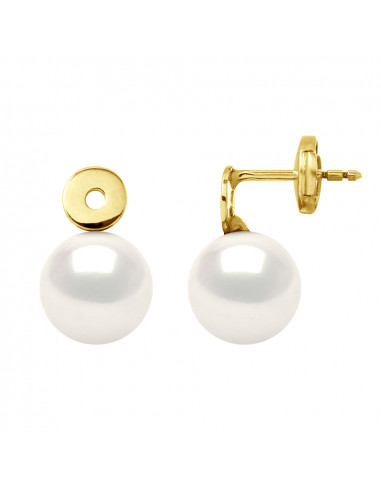 wk Boucles d'Oreilles Perle de Culture d'Eau Douce Ronde Or 750 Millièmes Système Sécurité