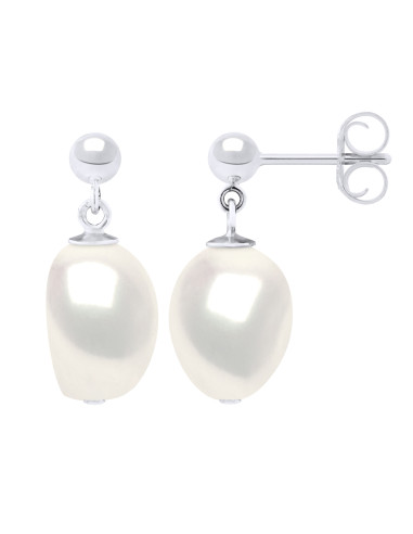 wk Boucles d'Oreilles - Perles d'Eau Douce Baroques 11 mm - Or 375/1000