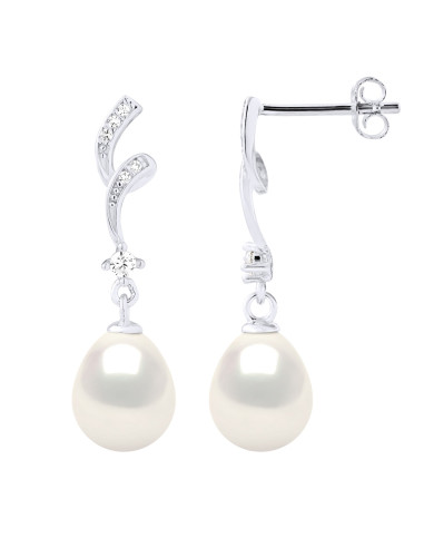 wk Boucles d'Oreilles Perles de Culture d'Eau Douce Bouton Argent 925 Millièmes