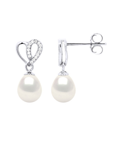 wk Boucles d'Oreilles Perles de Culture d'Eau Douce POIRE Argent 925 Millièmes