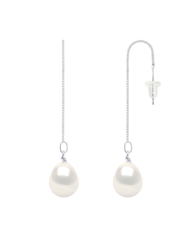 wk Boucles d'Oreilles Perles de Culture d'Eau Douce Poire Argent 925 Millièmes