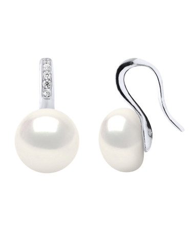 wk Boucles d'Oreilles Perles de Culture d'Eau Douce Poire Argent 925 Millièmes