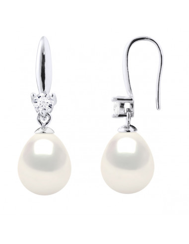 wk Boucles d'Oreilles Perles de Culture d'Eau Douce Poire Argent 925 Millièmes