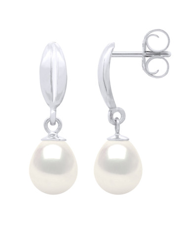 wk Boucles d'Oreilles Perles de Culture d'Eau Douce Poire Argent 925 Millièmes