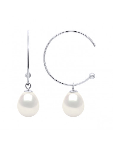 wk Boucles d'Oreilles Perles de Culture d'Eau Douce Poire Argent 925 Millièmes