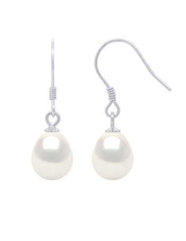 wk Boucles d'Oreilles Perles de Culture d'Eau Douce Poire Argent 925 Millièmes