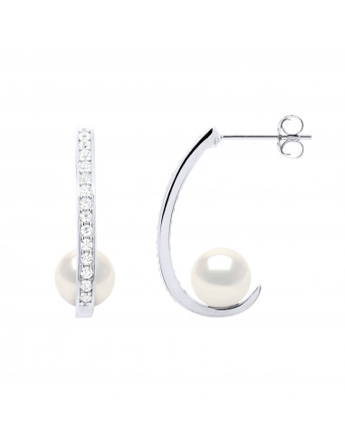 wk Boucles d'Oreilles Perles de Culture d'Eau Douce Ronde Argent 925 Millièmes