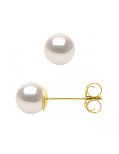 wk Boucles d'Oreilles Véritables Perles de Culture Akoya Ronde Blanc Rosé Lustre Excellent