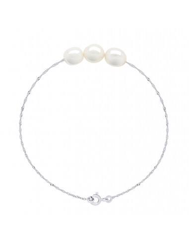 wk Bracelet 3 Véritables Perles de Culture d'Eau Douce