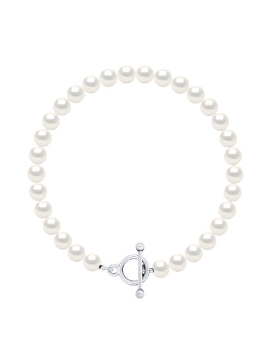 wk Bracelet Eau douce Rondes Fermoir Bâtonnet Argent 925 millièmes wk Bracelet Eau douce Rondes Fermoir Bâtonnet Argent 925 millièmes